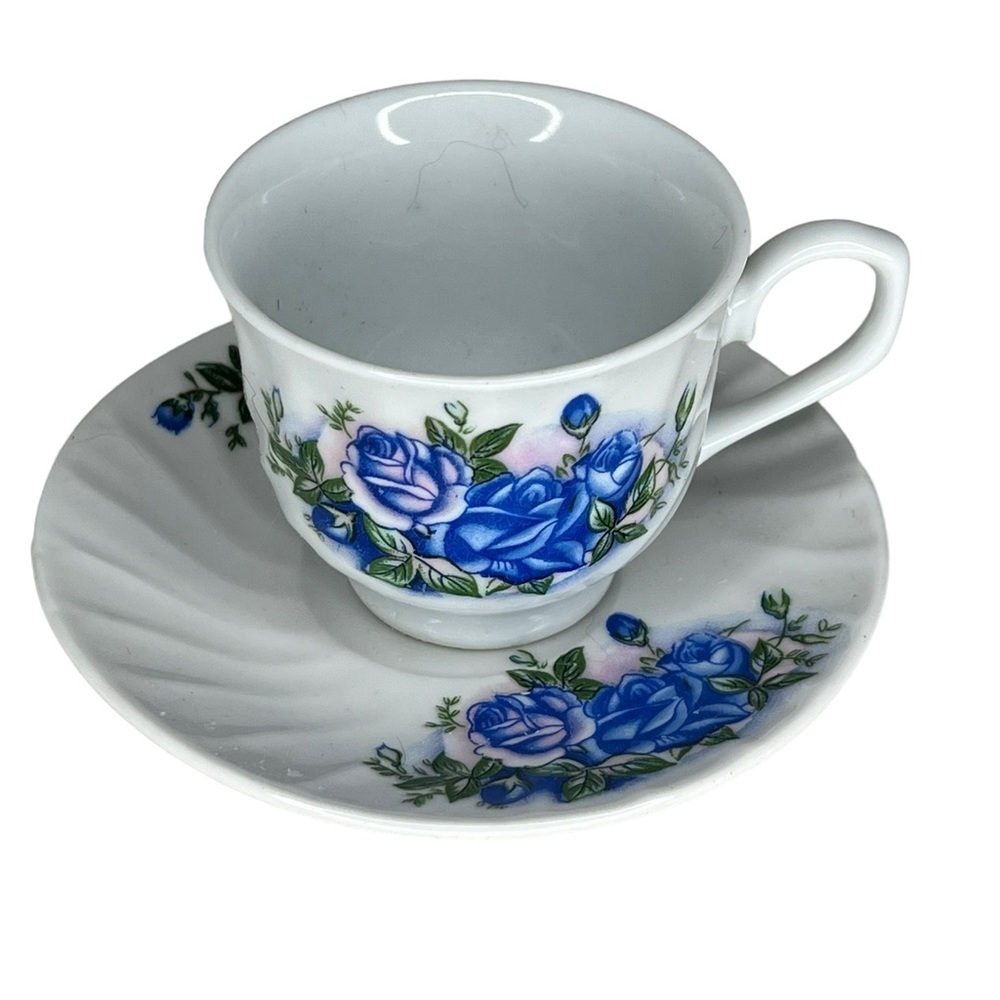 Vintage Blue Floral Cup & Saucer